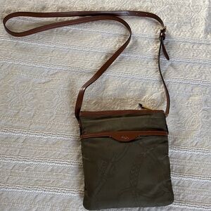 Ralph Lauren Olive Green Crossbody with Brown Leather Trim